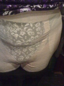 Worn Veronica 5, from the front. The bulges are not noticeable under a dress.