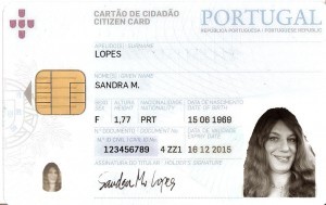 Cartão de Cidadão de Sandra M. Lopes, cidadã portuguesa de género feminino