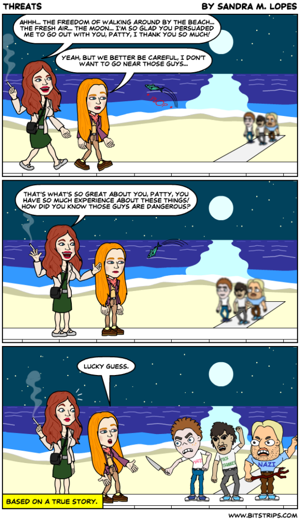 "Threats", a cartoon made by Sandra M. Lopes